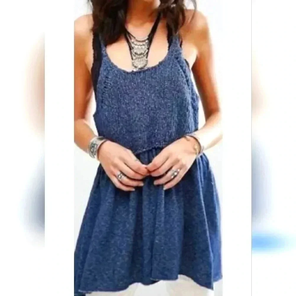 Free People Marled Knit Sweater Halter Top Tunic - Picture 4 of 10